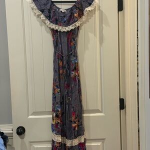 Umgee Multicolor Floral Dress with Lace Detail